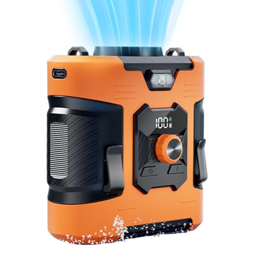 Nackenventilator | Gürtelventilator, verstellbar, mehrere Geschwindigkeiten, mit leiser Funktion, Taschenlampe, leiser Ventilator mit externem Akku für Wandern, Arbeiten im Freien und stark von Générique