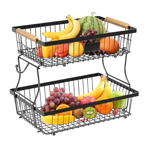 Obstkorb für die Küche, Aufbewahrungskorb für Obst und , Arbeitsorganisationen, 2-stöckiger Küchenschüsselkorb, Badezimmerregale, Aufbewahrungsbehälter Obstkorb für die Küche, Aufbewahrungskorb für Obst und , Arbeitsorganisationen, 2-stöckiger Küchenschüsselkorb, Badezimmerregale, Aufbewahrungsbehälter von Générique