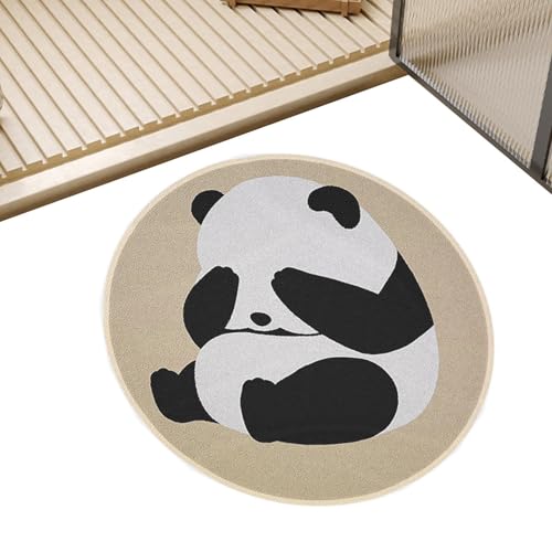 Panda Teppich | Runder Plüsch-Türteppich | Weicher und bequemer Panda-Teppich, Dekoration für Wohnzimmer und Schlafzimmer, multifunktionaler und niedlicher Teppich für Kinder und Erwachsene, Türmatte von Générique