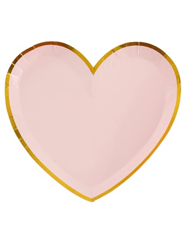Pappteller Herz Rosa und Gold 22,5 x 20 cm – Rosa – Einheitsgröße von Santex