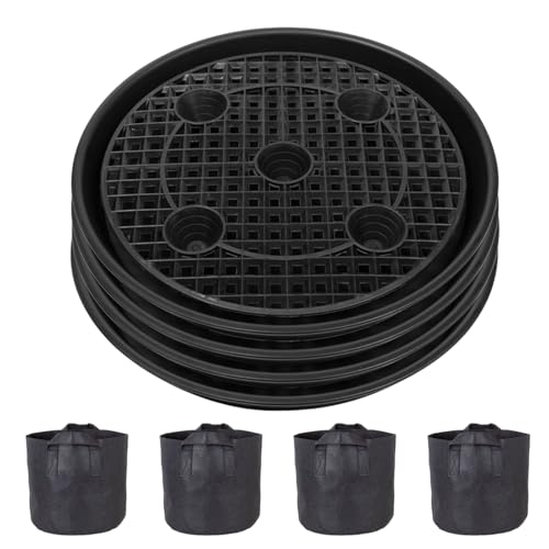 Pflanzenbehälter – atmungsaktiv | Übertopf aus Stoff | Farbe Blumenkästen aus Kunststoff Anthrazit | für den Innenbereich des Gartengewächshauses | und für Außenbereiche von WI von Générique