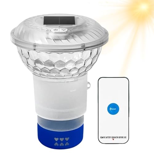 Pool Chlor Float, Pool Floater für Chlortabletten – Chlorabscheider Solar Remote Control, Chlorinator einfach zu öffnen mit bunten Lichtern, verstellbare Freigabe für den Pool, von Générique