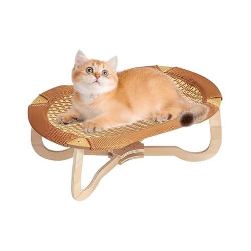 Rattan-Katzenbett, kühlender Stuhl, kratzfest, strapazierfähig, für den Innenbereich, mit weichem Schlafpad für heiße Tage, langlebig, -Lounger für den Boden, Wohnzimmer, Balkon, Gold, 58 x 40 von Générique