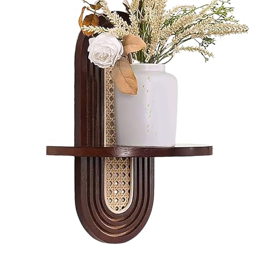 Rattan-Regalwand – Hängendes Bücherregal | Schwimmendes Rattanregal | Regalwand aus Metall | Eckregal | Boho-Schweberegal | Heimdekorations-Organizer von Générique