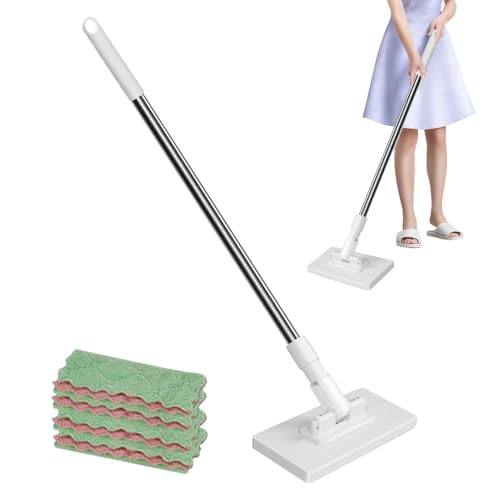 Reinigungsmopp für Küche, waschbarer Wischmopp mit 4 Ersatztüchern | Staubschutz-Zubehör, abnehmbare Druckzange zur Reinigung von Reinigungstüchern für Parkett, , Küche und Reinigungsmopp für Küche, waschbarer Wischmopp mit 4 Ersatztüchern | Staubschutz-Zubehör, abnehmbare Druckzange zur Reinigung von Reinigungstüchern für Parkett, , Küche und von Générique