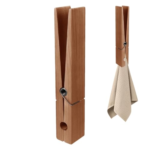 Riesiger Handtuchhalter – Handtuchhalter für Badezimmer aus Holz | Handtuchhalter mit großem Raum, Kleiderklammern, platzsparende Aufhängung, Handtuchhalter von Générique