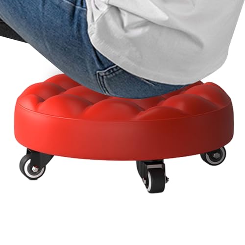 Rollstuhl aus PU-Leder – niedriger Sitz, mobiler Shop-Hocker | verstellbarer Rollhocker mit Rädern, Bodenstuhl für die Reinigung des Bürozimmers zu Hause von Générique