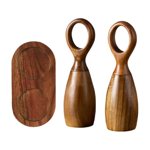 Salz- und Pfeffermühlen-Set aus Holz, Salz- und Pfeffermühlen-Set aus Holz | Manuelle Salz- und Pfeffermühle, Pfeffermühle mit einstellbarer Größe, Keramikkern, recha Salzmühle von Générique