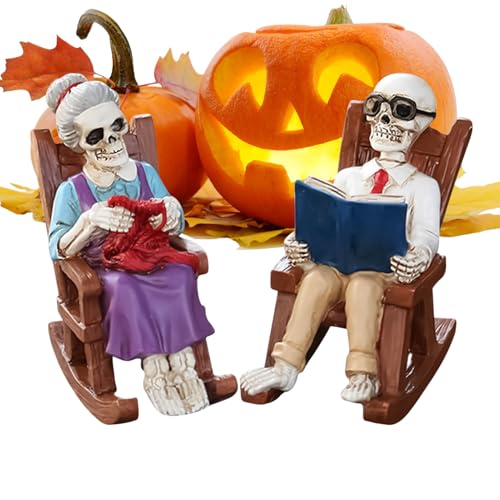 Schaukelstuhl Skull Figur – Skelettstatue aus Kunstharz, Lesepaar der Verzierung | Skulptur Halloween Gothic mit Vintage-Stil, gruseliger dekorativer für Manteltisch Schaukelstuhl Skull Figur – Skelettstatue aus Kunstharz, Lesepaar der Verzierung | Skulptur Halloween Gothic mit Vintage-Stil, gruseliger dekorativer für Manteltisch von Générique