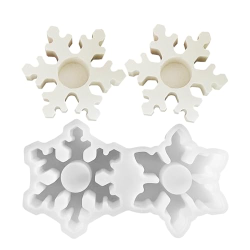 Schneeflockenform Kerzenhalter Form, Weihnachtskerzenhalter Form, 2 Hohlräume Winter Schneeflockenform Kerzenständer Formen, Kerzenständer Silikonformen für Kerzenständer, Epoxidharz, Por von Générique