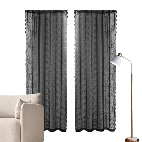 Schwarze Spitze Gardinen Transparente Blumenspitze Transparente Vorhänge Stickerei Muster Exquisite Spitze Vorhänge Retro Klassisch Elegante Dekorative Vorhänge Respi Design Schwarze Spitze Gardinen Transparente Blumenspitze Transparente Vorhänge Stickerei Muster Exquisite Spitze Vorhänge Retro Klassisch Elegante Dekorative Vorhänge Respi Design von Générique