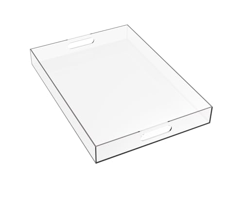 Serviertablett transparent – Tablett aus Acryl-Kunststoff mit Griffen – großes rechteckiges Tablett – Frühstück, Tee/Kaffee, Lebensmittel, Getränke – 40 x 28 x 4,7 cm (transparent) von Générique