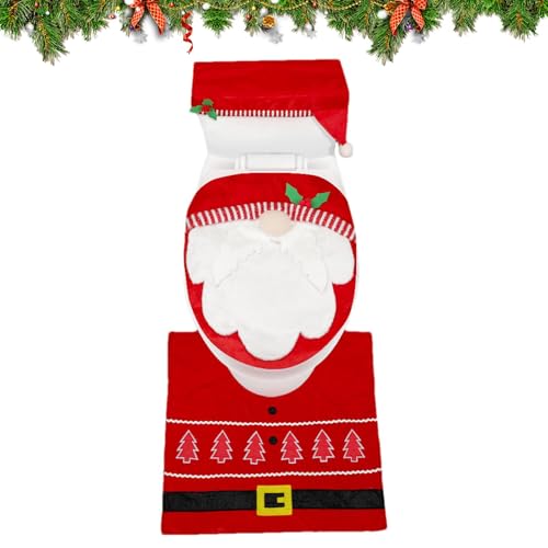Set mit 3 dekorativen Weihnachts-Toilettenbezügen | roter Toilettentankbezug, Badezimmerteppich – pflegeleichter Sitzdeckelbezug, Badematte, Oberbezug D Set mit 3 dekorativen Weihnachts-Toilettenbezügen | roter Toilettentankbezug, Badezimmerteppich – pflegeleichter Sitzdeckelbezug, Badematte, Oberbezug D von Générique