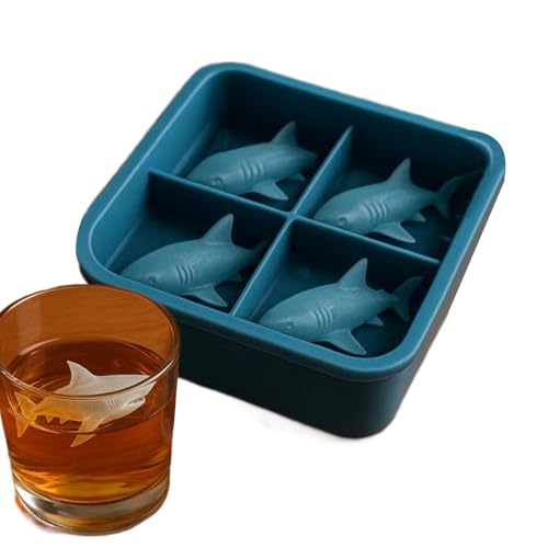 Shark Molds Silikon | 3D-Eiswürfelform für Whisky in Haiform – Tablett Form Haifisch niedlich für Getränke, Kühlschrank, Haus, einfache Freigabe von Générique