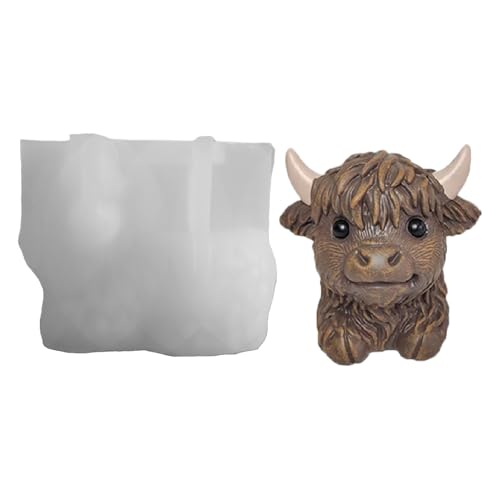 Silikonformen für kreative Hobbys | Epoxidharz-Form Blumentopf Highland Cow, Zubehör für die Herstellung von Blumentöpfen mit Epoxidharz, und Ton von Générique