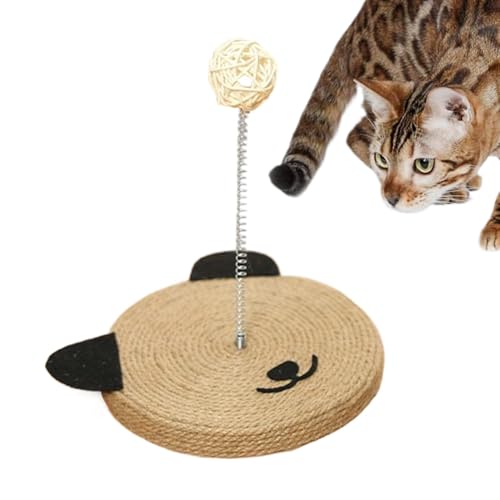 Sisal Cat Scratcher, Kitten Scratch Post | Interactive Sisal Cat Head Form Stick, Spielzeug für geistige Übung, physisches Spielzeug, Schutz für Möbel im Haus, integrierte Glocke für Sofas, Teppiche von Générique