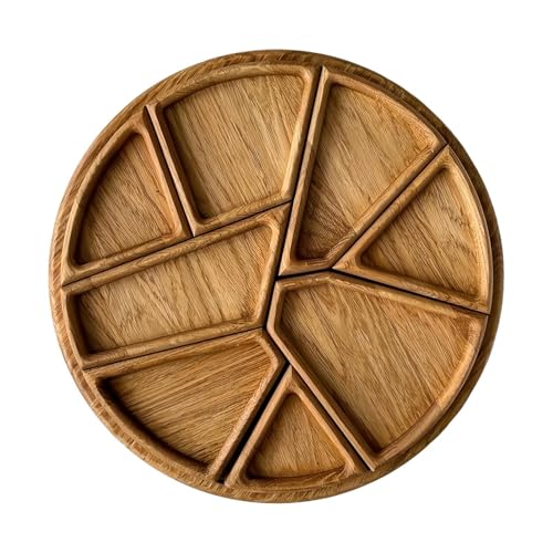 Snack-Tablett – Servierschale aus Holz | Snack-Serviertabletts | große Portionier-Tabletts mit 8 abnehmbaren Fächern | Holztablett aus Karton, Wurstwaren für D-Snacks von Générique