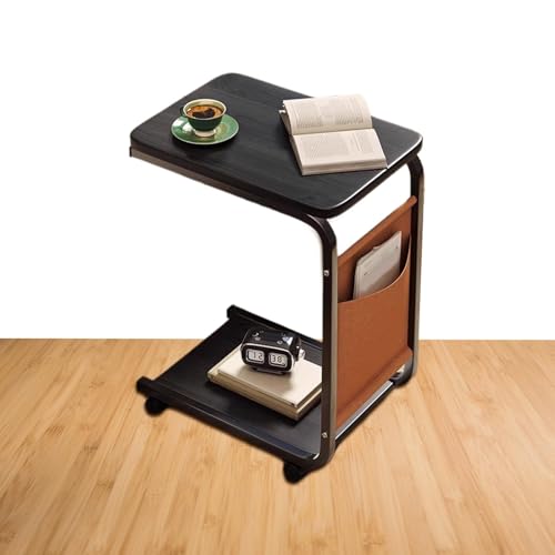 Sofatisch in C-Form, Beistelltisch in C-Form | Sofa-Beistelltisch mit beweglichen Rollen Beistelltisch für Sofa, Couchtisch in 2 Stufen, kleines Fernsehtisch von Générique