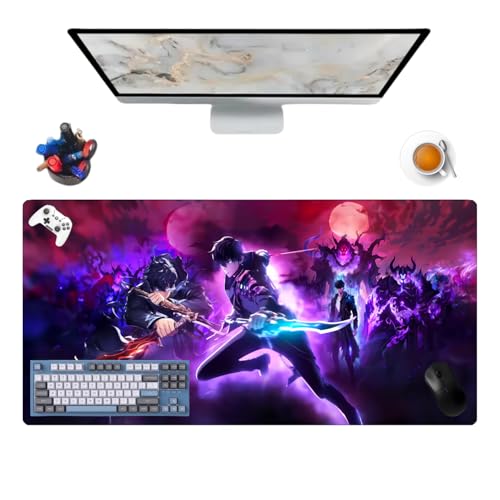 Solo Leveling Gaming Mauspad XXXL 1200 x 600 x 3 mm Schreibtischunterlage, wasserdichtes Gaming-Mauspad und rutschfeste Gummiunterseite, für Computer (2) von Générique