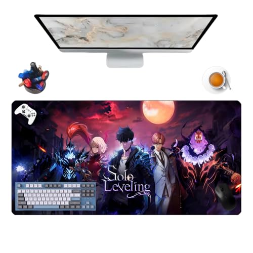 Solo Leveling Gaming Mauspad XXXL 1200 x 600 x 3 mm Schreibtisch-Untersetzer, Mousepad Anime Gaming wasserdicht und Unterseite aus rutschfestem Gummi, Oberfläche für Computer (4) von Générique