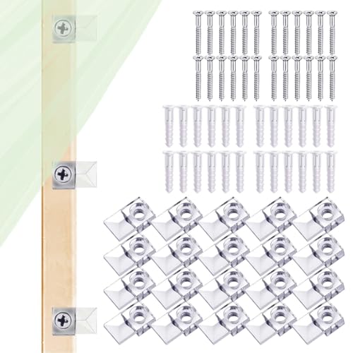 Spiegelmontageclips | Spiegelmontagehalterung | Wiederverwendbare Glasplatte und Spiegel Eisenwaren Hängespiegel mit Schrauben für Wände und Schränke Spiegelmontageclips | Spiegelmontagehalterung | Wiederverwendbare Glasplatte und Spiegel Eisenwaren Hängespiegel mit Schrauben für Wände und Schränke von Générique