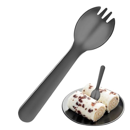 Spork-Salat – Sporks aus Edelstahl | Salatgabelöffel | Herbstfester Dessertspork | wiederverwendbarer Salat Spork Spoon | Eislöffel mit langem Griff für L von Générique