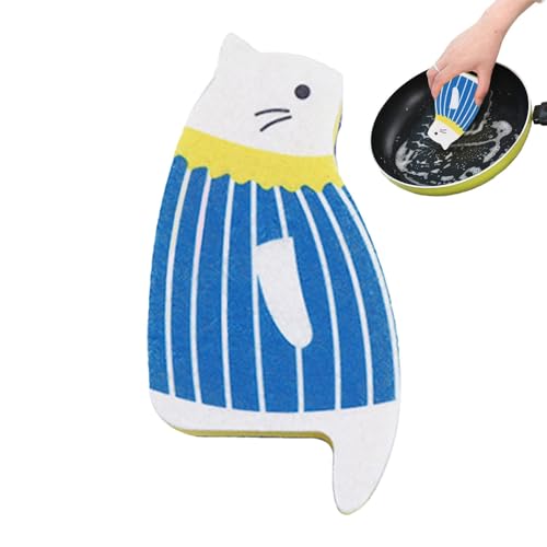Spülschwamm zum Geschirrspülen, Katzenschwamm, kratzfester Geschirrreiniger, Haushaltsreinigungsschwämme, wiederverwendbare Küchenschwämme für die Kuh von Générique