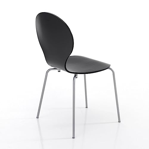 Sydney Stuhl für Küche, Esszimmer I Stuhl Farbe Schwarz mit Rückenlehne aus Holz, bequem, stapelbar und ergonomisch. von Générique