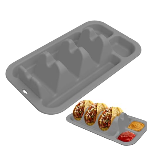 Taco-Tablett | Servierteller für Tacos mit 3 Trennwänden, wiederverwendbares Silikongestell mit 2 Gewürzfächern, Servierplatte für Familie und Hochzeit Taco-Tablett | Servierteller für Tacos mit 3 Trennwänden, wiederverwendbares Silikongestell mit 2 Gewürzfächern, Servierplatte für Familie und Hochzeit von Générique