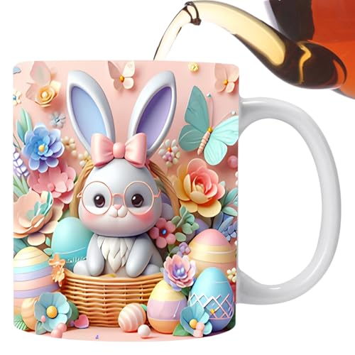 Tasse – Keramiktasse mit , Ei, flach, Ostern – buntes Geschirr für Erwachsene und Kinder, Büro, Küche, Wohnzimmer, Party, Geburtstag, Picknick, Camping, Reise von Générique