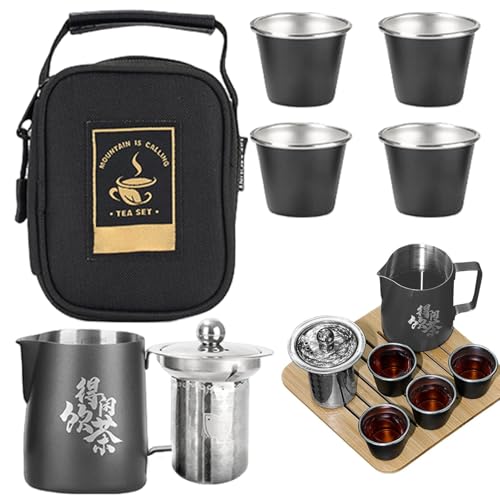 Tea Set – Travel Tea Set | Portable Tea Set | Tea Ceremony Set | Tea Set with Edelstahl Tea Set with Tea Cups & Travel Bag Camping Tea Set Kung Fu Tea Set for Backpacking & Camping Tea Set – Travel Tea Set | Portable Tea Set | Tea Ceremony Set | Tea Set with Edelstahl Tea Set with Tea Cups & Travel Bag Camping Tea Set Kung Fu Tea Set for Backpacking & Camping von Générique