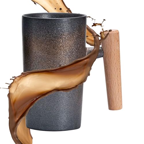 Teetasse aus Keramik | Saftbecher 220 ml | Ergonomische Tasse mit Holzgriff für Haus Reise Abendessen Camping Frühstück Café Restaurant Teetasse aus Keramik | Saftbecher 220 ml | Ergonomische Tasse mit Holzgriff für Haus Reise Abendessen Camping Frühstück Café Restaurant von Générique