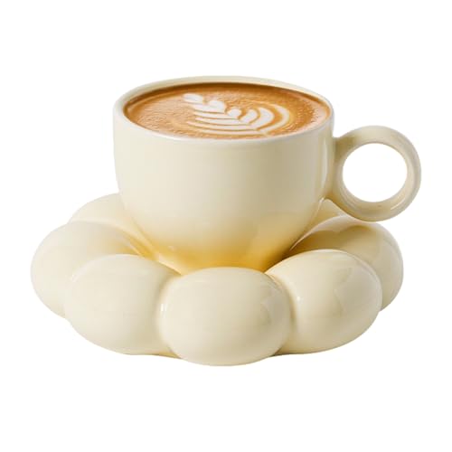 Teetassen-Set in Form einer Teetasse mit Untertasse – Tasse mit Blumentee | Set aus Tasse und Untertasse aus Keramik für Kaffee, Tee von Générique