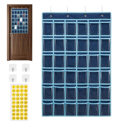 Telefonhalter für Klassenzimmer – Wandhängender Taschen-Organizer mit 36 Fächern, digitalen Etiketten und Haken | auf Schrank montierte Taschentafel für Telefone und von Générique