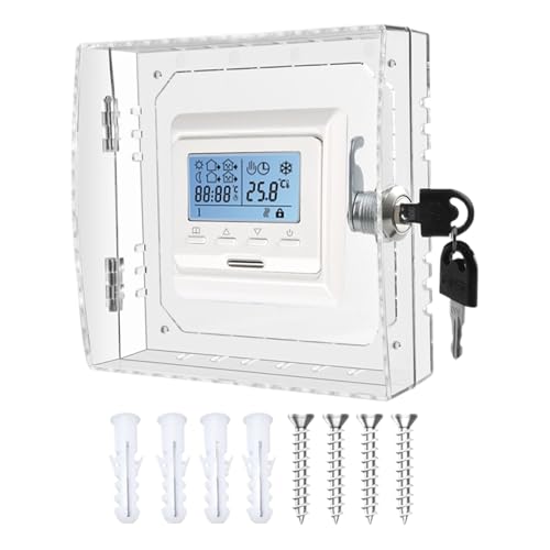 Thermostat-Abdeckung – Verriegelung des Thermostats mit Schlüssel | Clear Thermostat Guard | Verriegelungsdeckel AC, Verriegelungsbox für Thermostat an der Wand, Verriegelungsboxen von Générique
