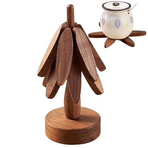 Topfuntersetzer Set in Baumform, Tischmatte in Baumform | Untersetzer Tea Coaster | Untersetzer aus Buchenholz und 1 Ständer, multifunktionale Ornamente, 3-teilig von Générique