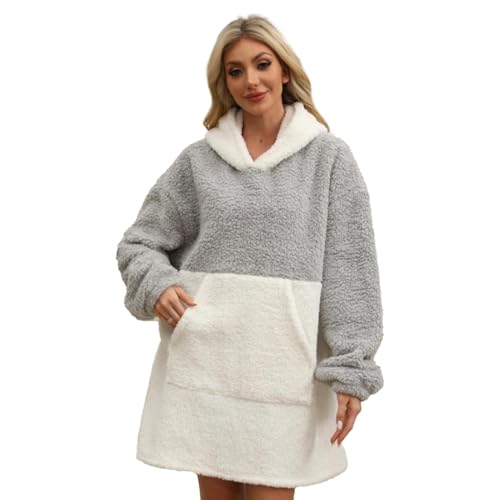 Tragbare Decke für Damen, Sweatshirt, tragbare Decke | Flanell-Kapuzen-Sweatshirt, warm, tiefe Taschen, mit Ärmeln für Camping und Arbeit Tragbare Decke für Damen, Sweatshirt, tragbare Decke | Flanell-Kapuzen-Sweatshirt, warm, tiefe Taschen, mit Ärmeln für Camping und Arbeit von Générique