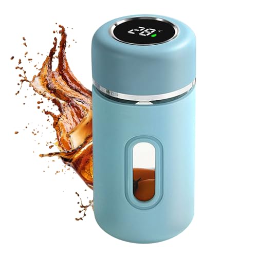Trinkgläser aus Glas – tragbare Wasserflasche 280 ml | Tragbarer Anti-Drop-Becher mit intelligenter Thermoanzeige für den täglichen Gebrauch zu Hause Büro Fitnessstudio Picknick Kaffee von Générique