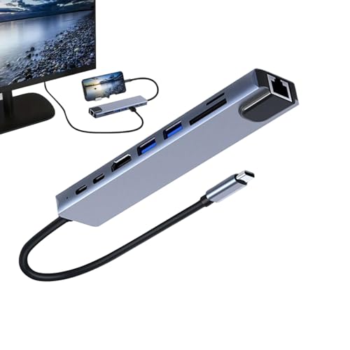 USB C Dockingstation, Multiport Adapter USB C Hub | USB C Adapter Hub - 8 in 1 Dockingstation, 5Gbps Hochgeschwindigkeits-Daten, 4K USB Datenanschlüsse für Drucker, Kamera, von Générique