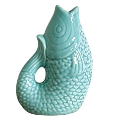Vase Fische Boho Deko Feinsteinzeug Fülle Symbol Größe 12cm (Himmelblau) von Générique