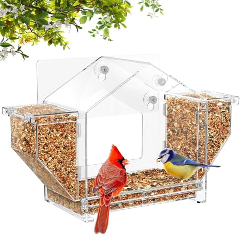 Vogel-Fenster-Ordner aus Acryl – klare Futterstation mit Eichhörnchen-resistentem Design für Macaws, und Wildvögel | Futterhalter für Tiere von Générique