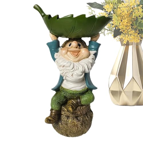 Vogelfutterhaus – Vogelfutterstation für den Außenbereich | Vogeltränke-Tablett | Gnome Vogelstiel | GNOME Statue Bird Bath | Vogelbad mit Blättern von Générique
