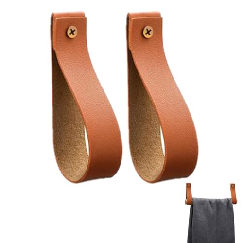 Wandhaken aus Leder – langlebiger und weicher PU-Wandhaken | Mehrzweck-Handtuchhalter für Gardinenstange, einfach zu installieren, für Wand | Vorhangstangenhalter aus Leder | Wandgurte aus von Générique