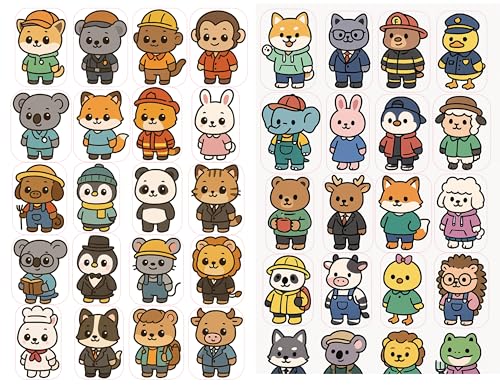 Wandtattoo Tiere Kawaii für Kinder – Set mit 108 dekorativen Aufklebern | Wanddekoration für Babyzimmer, Spielzimmer, Schule, Kindergarten Wandtattoo Tiere Kawaii für Kinder – Set mit 108 dekorativen Aufklebern | Wanddekoration für Babyzimmer, Spielzimmer, Schule, Kindergarten von Générique