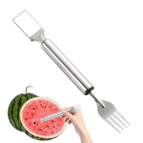 Wassermelonenschneider mit Gabel – Wassermelonengabel 2 in 1 | ergonomischer Griff aus Edelstahl, rutschfest, für Haus, Picknick, Schule, Camping von Générique