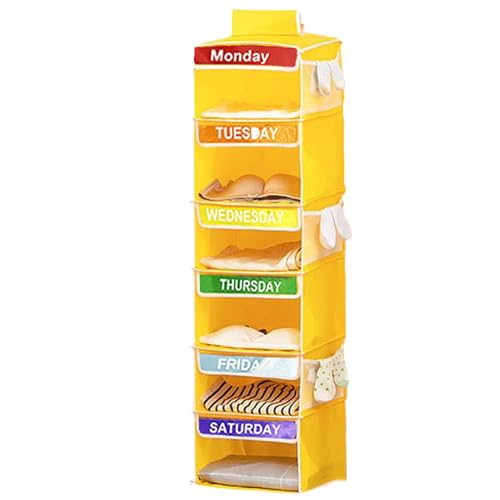Weekender Kleider-Organizer, Kleider-Organizer für Wochentage für | Kleider-Organizer von Montag bis Samstag | Hängeschrank Organizer mit 3 Seitentaschen für Kleidung von Générique