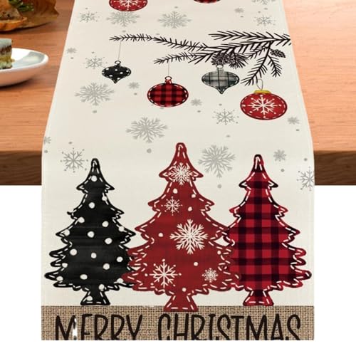 Weihnachts-Tischläufer, Urlaubstischläufer, rustikale Tischdecke, Weihnachtsdecke, Tischabdeckung, langer Bauernhof-Tischläufer, Weihnachtsläufer für drinnen und draußen, Wohnzimmertisch von Générique