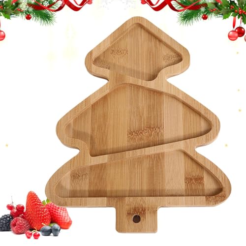 Weihnachtsgeschirr Tablett aus Holz | Innovative Weihnachts-Serviertabletts Tablett für Weihnachtsessen | Praktischer Holzteller Weihnachtsbaumteller für das Restaurant zu Hause von Générique