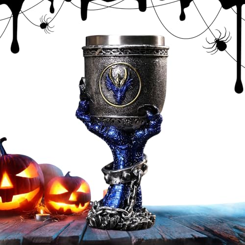 Weinbecher Edelstahl Weinbecher Skelettbier Becher - Mittelalter Weinchalice | Gothic Dragon Weinbecher | Grinkware Mittelalter Wine Wine Wine Becher | Grinkware Mittelalter wineglasses Sacrifice Wine von Générique