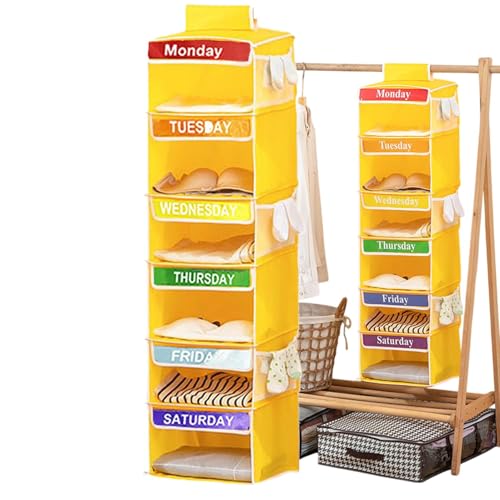 Wochen-Organizer für - Hängeschranksystem, Kleideraufbewahrungsregal | Kleiderorganisator-Rack mit 3 Seitentaschen, Schrank-Organizer P Wochen-Organizer für - Hängeschranksystem, Kleideraufbewahrungsregal | Kleiderorganisator-Rack mit 3 Seitentaschen, Schrank-Organizer P von Générique
